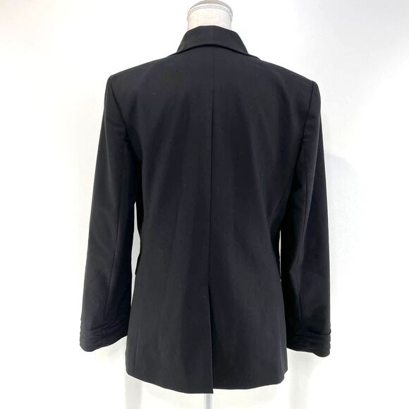 Alice & Olivia Black Shawl Collar Blazer Ruched Sleeves Black - Picture 8 of 8